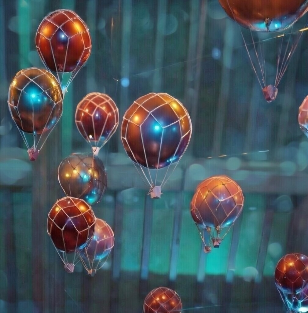 Colorful hot air balloons floating in the sky